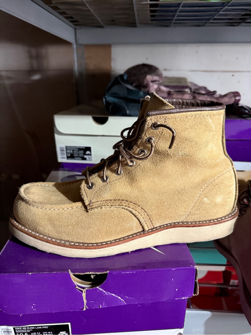 Red Wing Shoes Suede Moc Toe Boots — Tan - Picture 4 of 7
